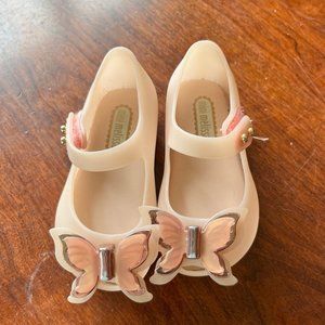 Mini Melissa Pale Pink Butterfly Mary Jane Flats- Size Infant 5
